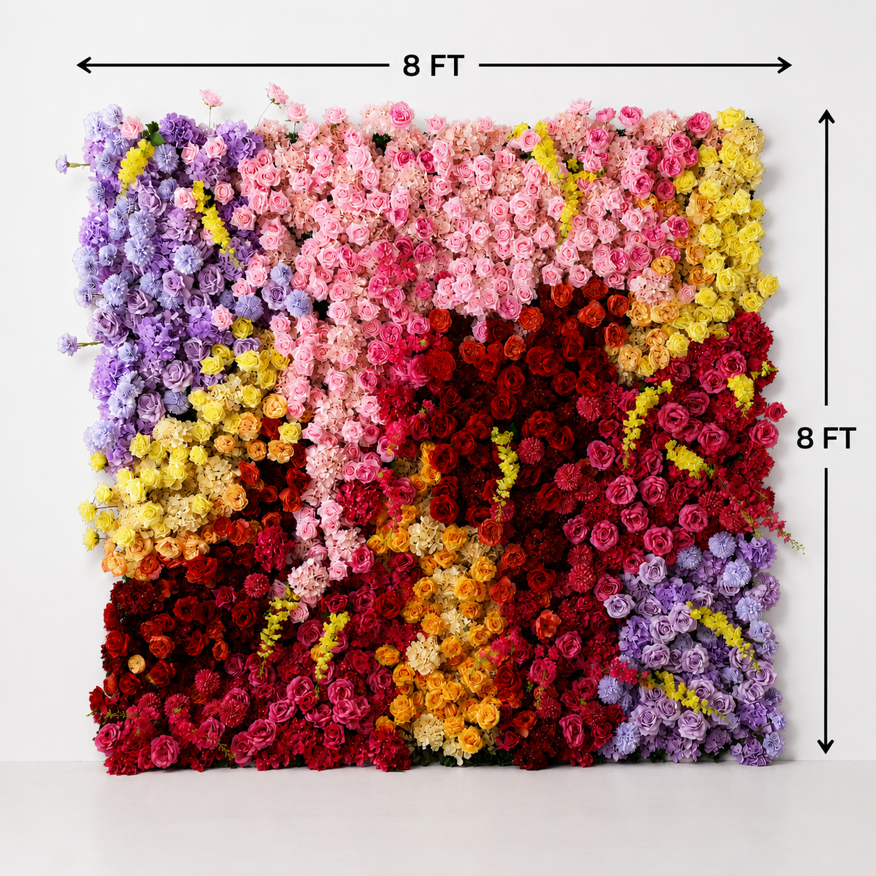 Generic Color Block Flower Wall Backdrop, 4 x 8 ft, 8 x8 ft,10 x 10ft
