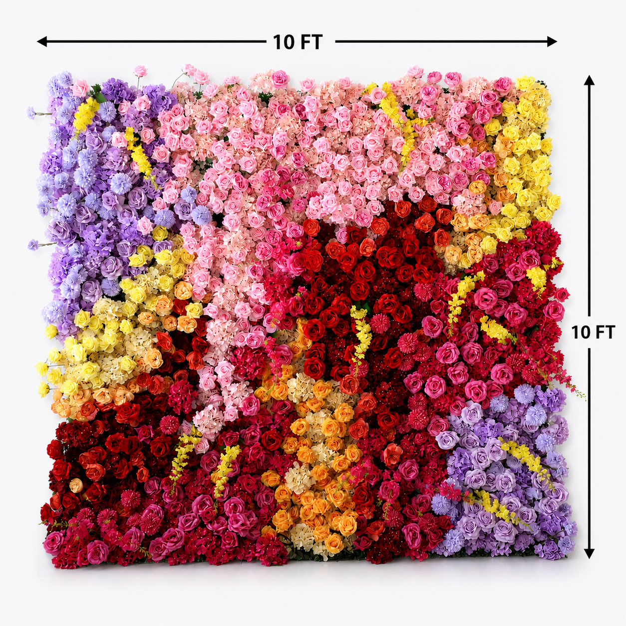 Generic Color Block Flower Wall Backdrop, 4 x 8 ft, 8 x8 ft,10 x 10ft