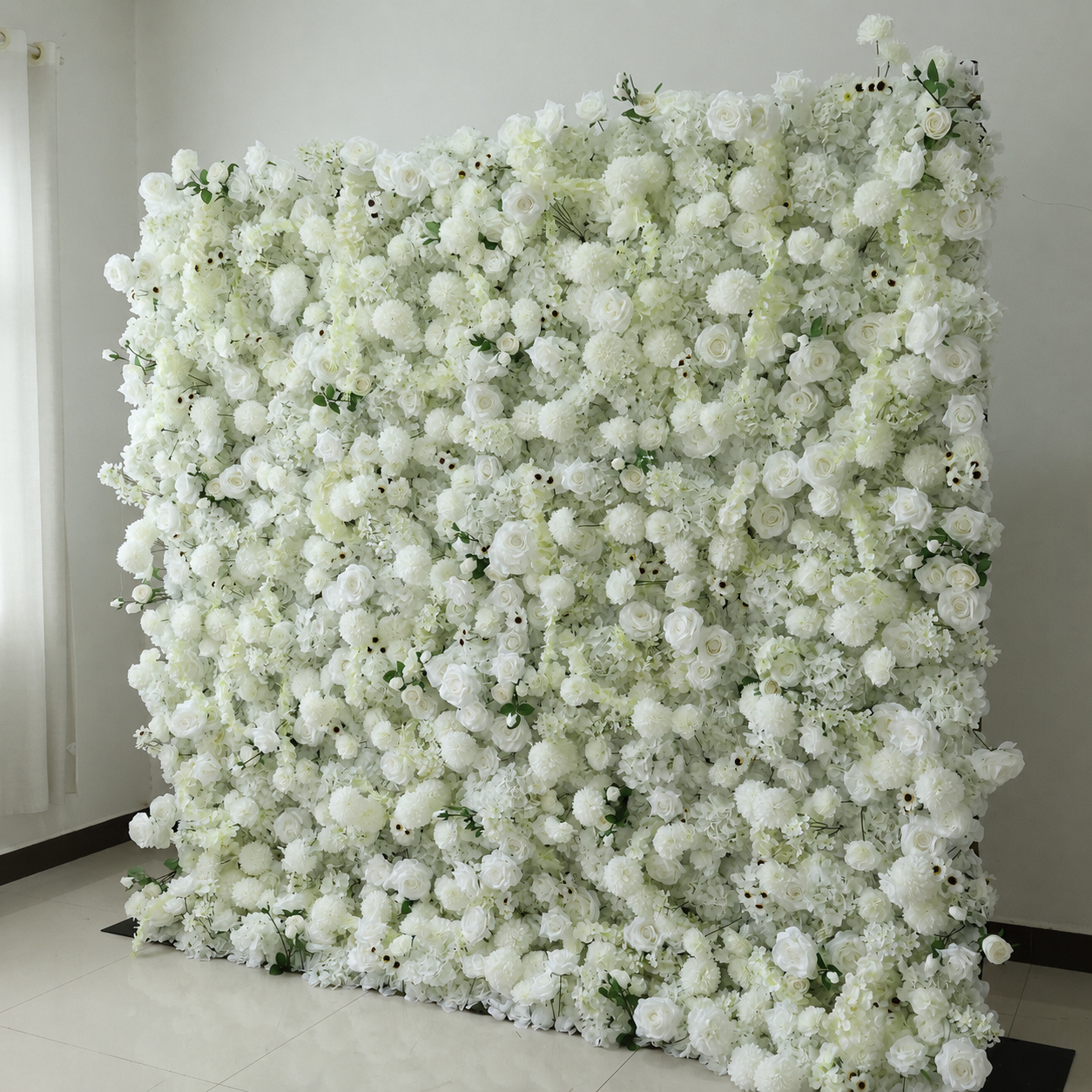 Generic White Mixed Flower Wall Backdrop, 4 x 8 ft, 8 x 8ft,10 x 10ft