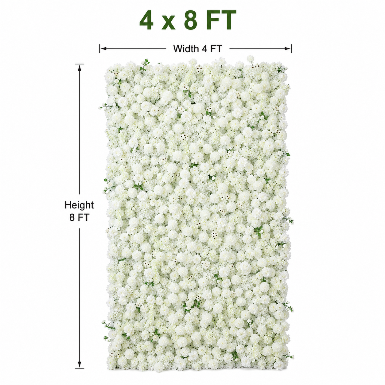 Generic White Mixed Flower Wall Backdrop, 4 x 8 ft, 8 x 8ft,10 x 10ft