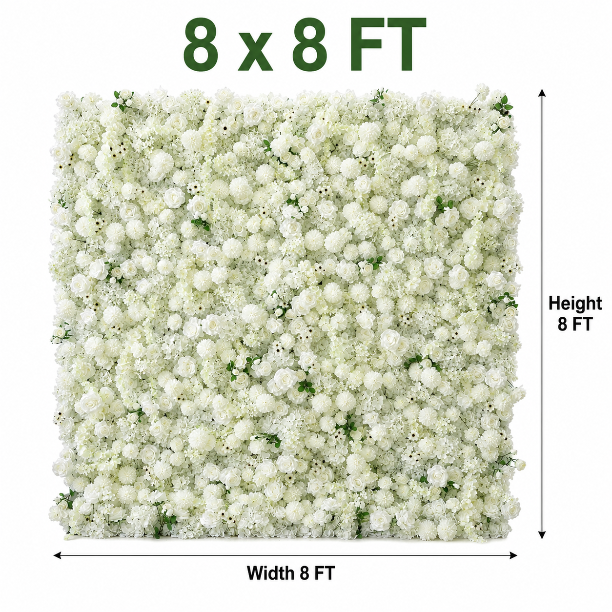 Generic White Mixed Flower Wall Backdrop, 4 x 8 ft, 8 x 8ft,10 x 10ft
