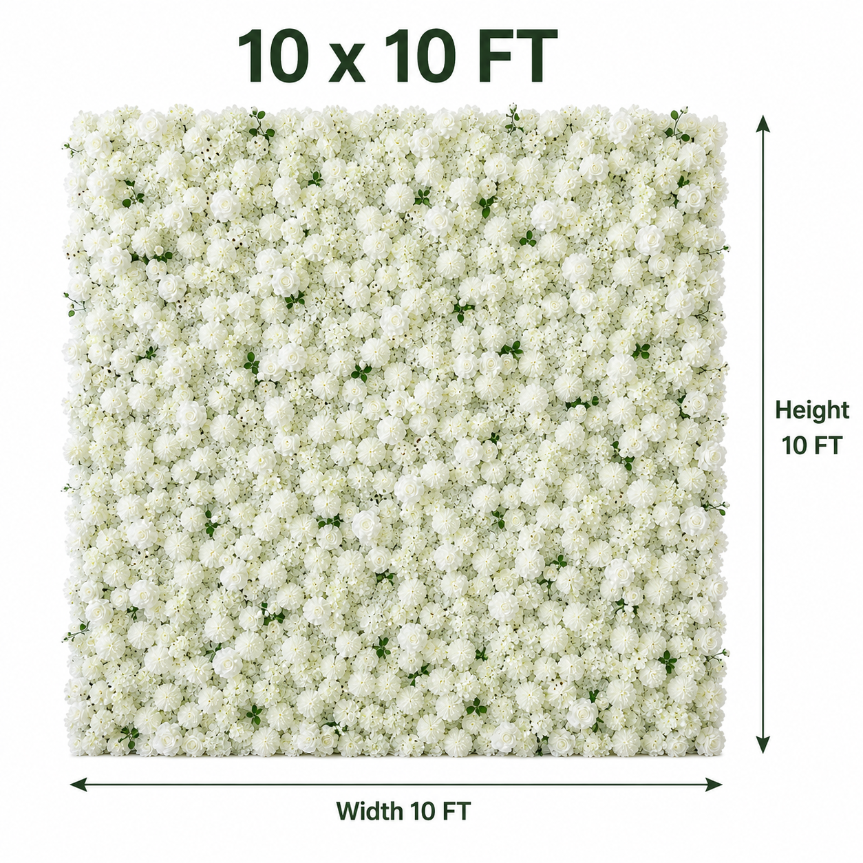 Generic White Mixed Flower Wall Backdrop, 4 x 8 ft, 8 x 8ft,10 x 10ft