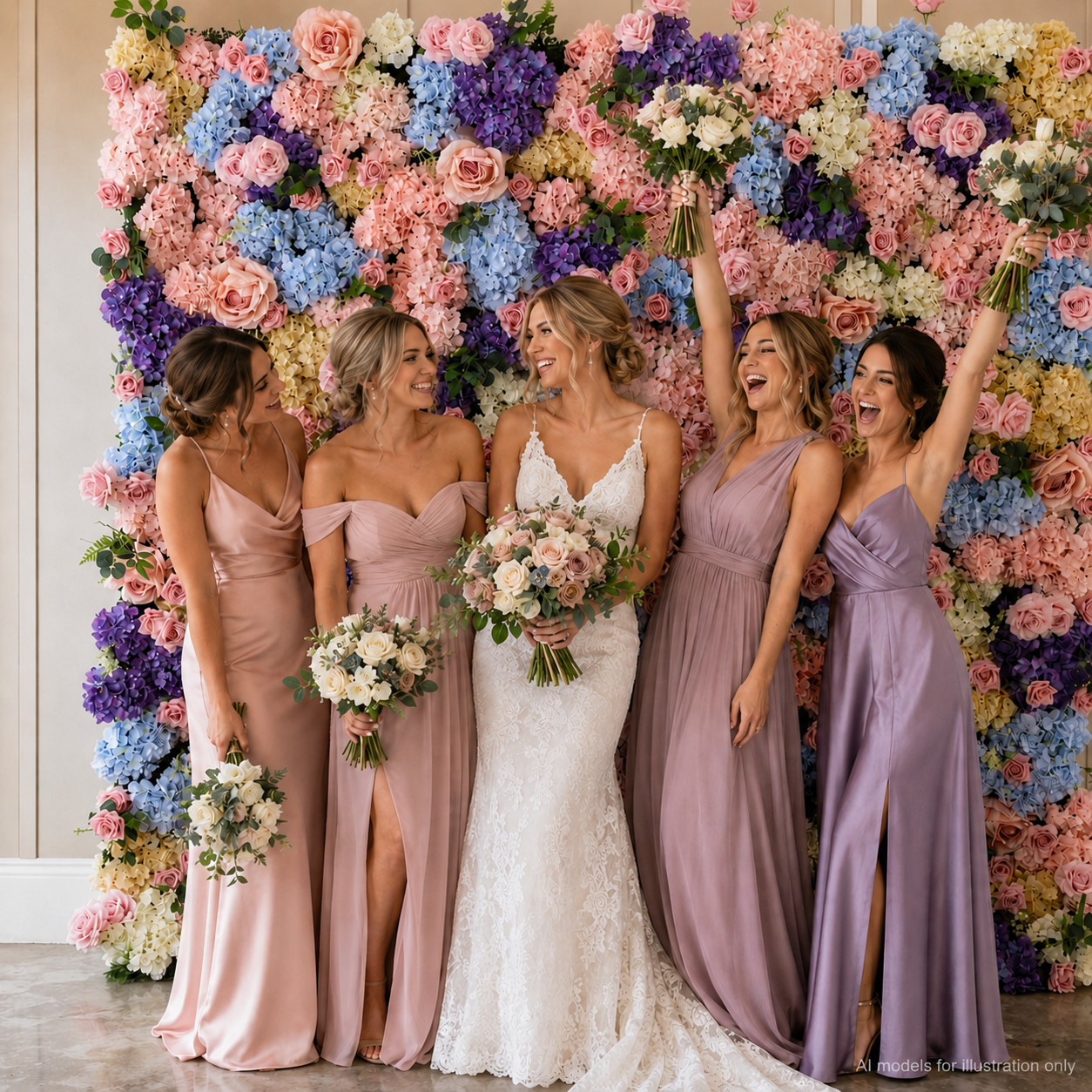 Generic Pastel Pink Flower Wall Backdrop, 4 x 8 ft, 8 x 8 ft,10 x 10 ft