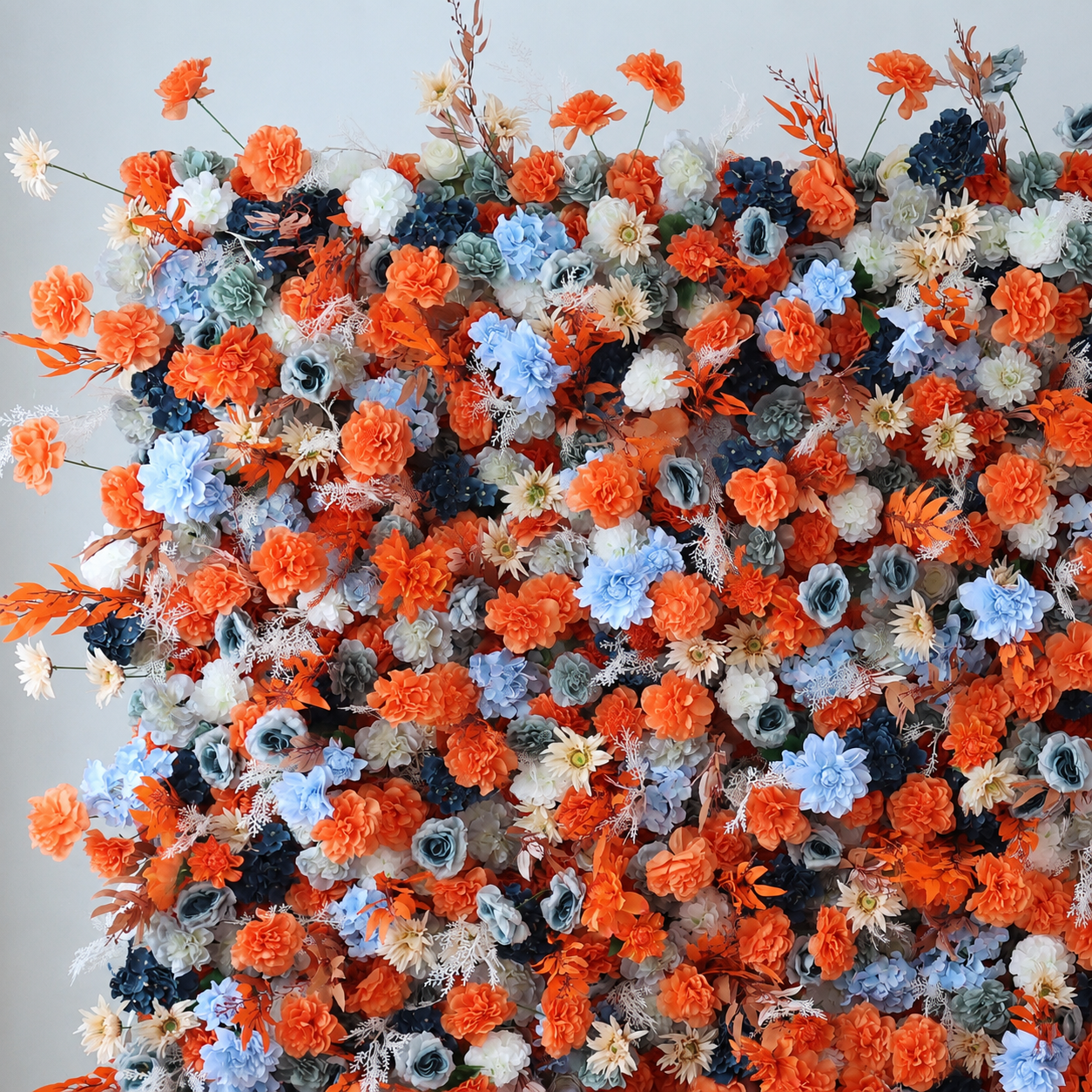 Generic Orange and Blue Flower Wall Backdrop, 4 x 8 ft,8 x 8ft,10 x 10ft