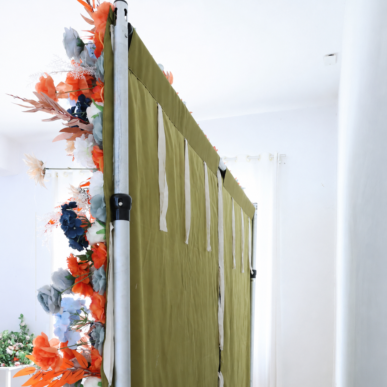 Generic Orange and Blue Flower Wall Backdrop, 4 x 8 ft,8 x 8ft,10 x 10ft
