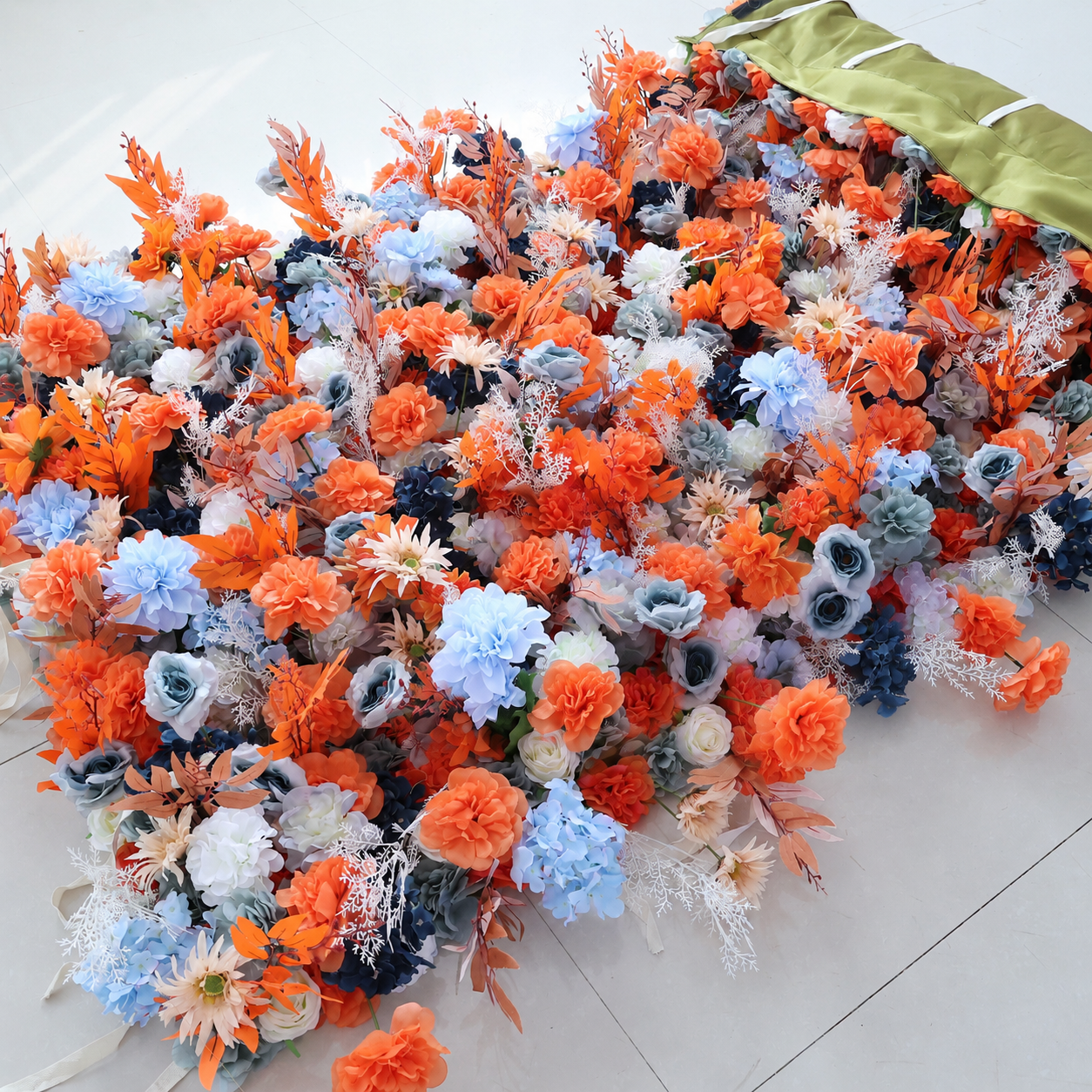 Generic Orange and Blue Flower Wall Backdrop, 4 x 8 ft,8 x 8ft,10 x 10ft