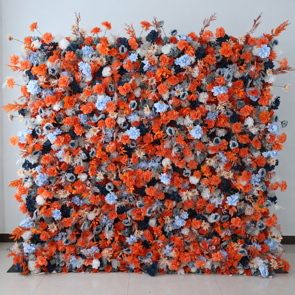 Generic Orange and Blue Flower Wall Backdrop, 4 x 8 ft,8 x 8ft,10 x 10ft