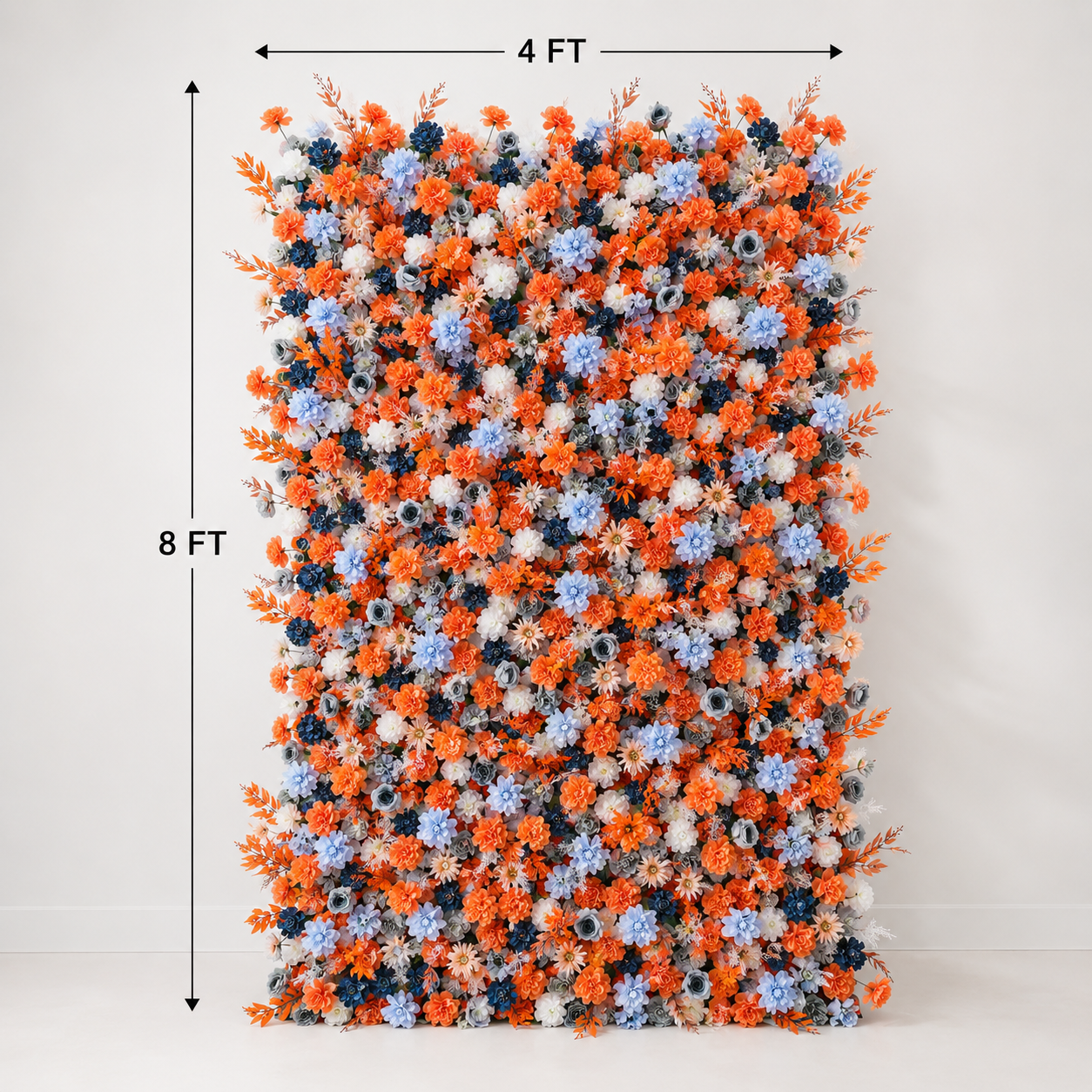Generic Orange and Blue Flower Wall Backdrop, 4 x 8 ft,8 x 8ft,10 x 10ft
