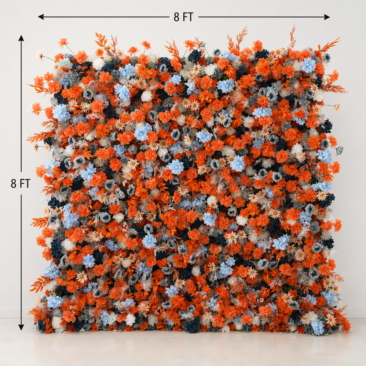 Generic Orange and Blue Flower Wall Backdrop, 4 x 8 ft,8 x 8ft,10 x 10ft