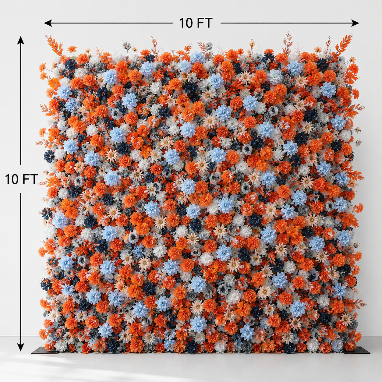 Generic Orange and Blue Flower Wall Backdrop, 4 x 8 ft,8 x 8ft,10 x 10ft
