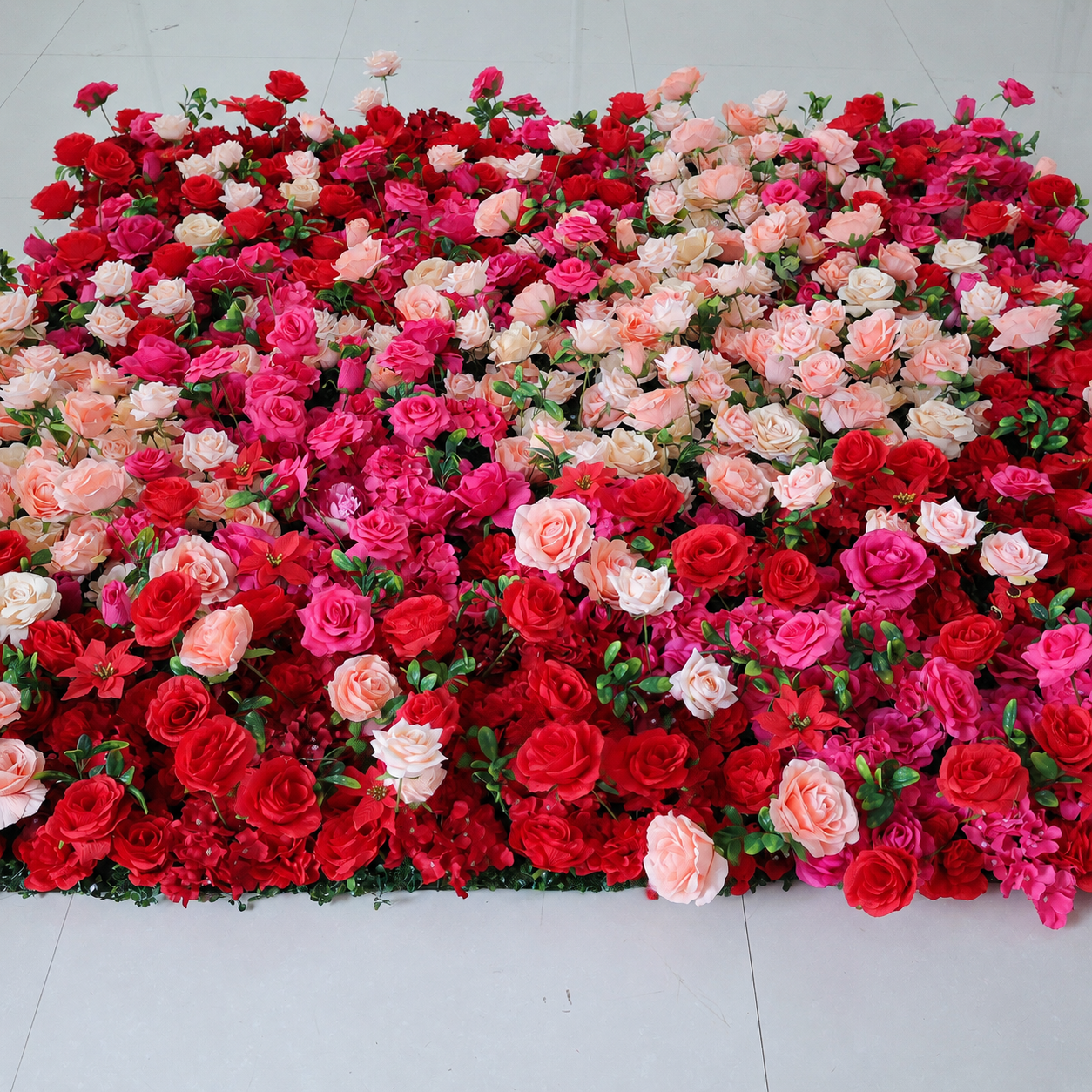 5D Layered Artificial Flower Wall Backdrop, Red Pink, 4 x 8 Ft,8 x 8 ft,10 x10 ft 