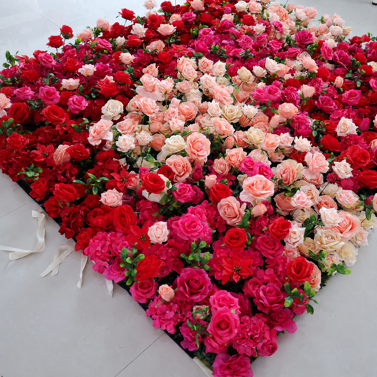 5D Layered Artificial Flower Wall Backdrop, Red Pink, 4 x 8 Ft,8 x 8 ft,10 x10 ft 