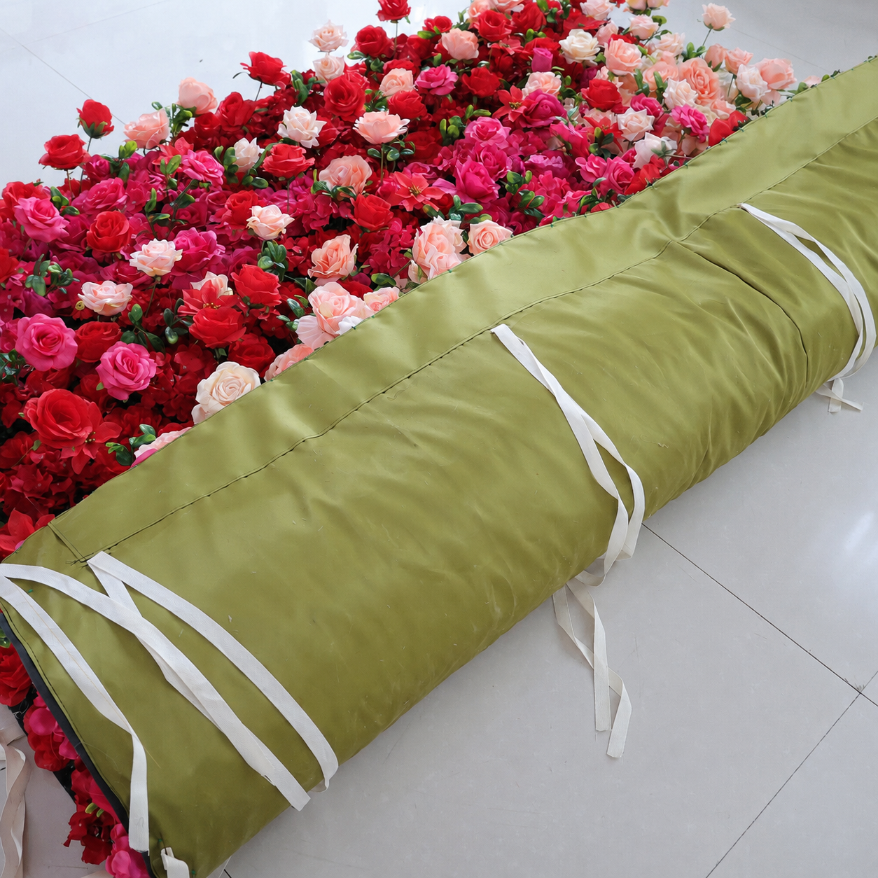 5D Layered Artificial Flower Wall Backdrop, Red Pink, 4 x 8 Ft,8 x 8 ft,10 x10 ft 