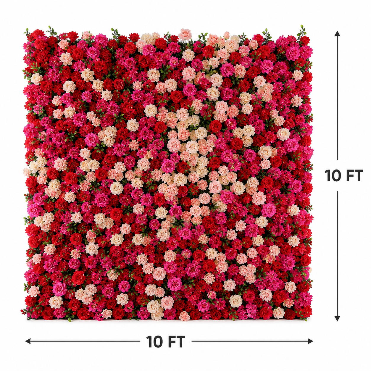 5D Layered Artificial Flower Wall Backdrop, Red Pink, 4 x 8 Ft,8 x 8 ft,10 x10 ft 