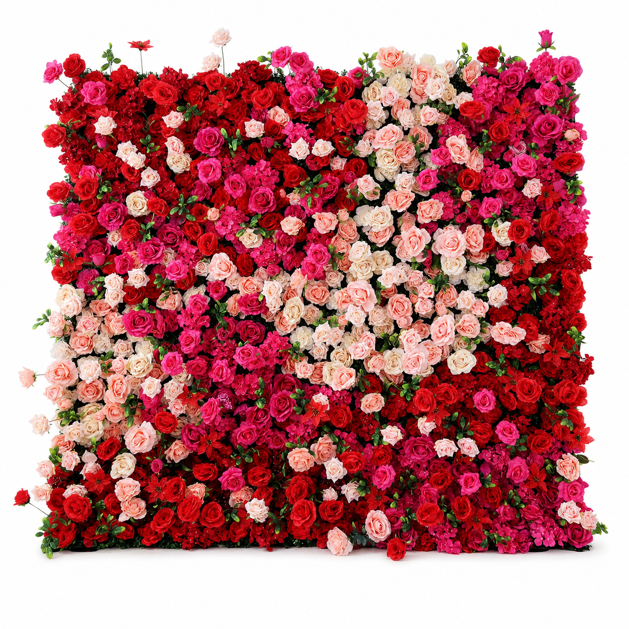 5D Layered Artificial Flower Wall Backdrop, Red Pink, 4 x 8 Ft,8 x 8 ft,10 x10 ft 