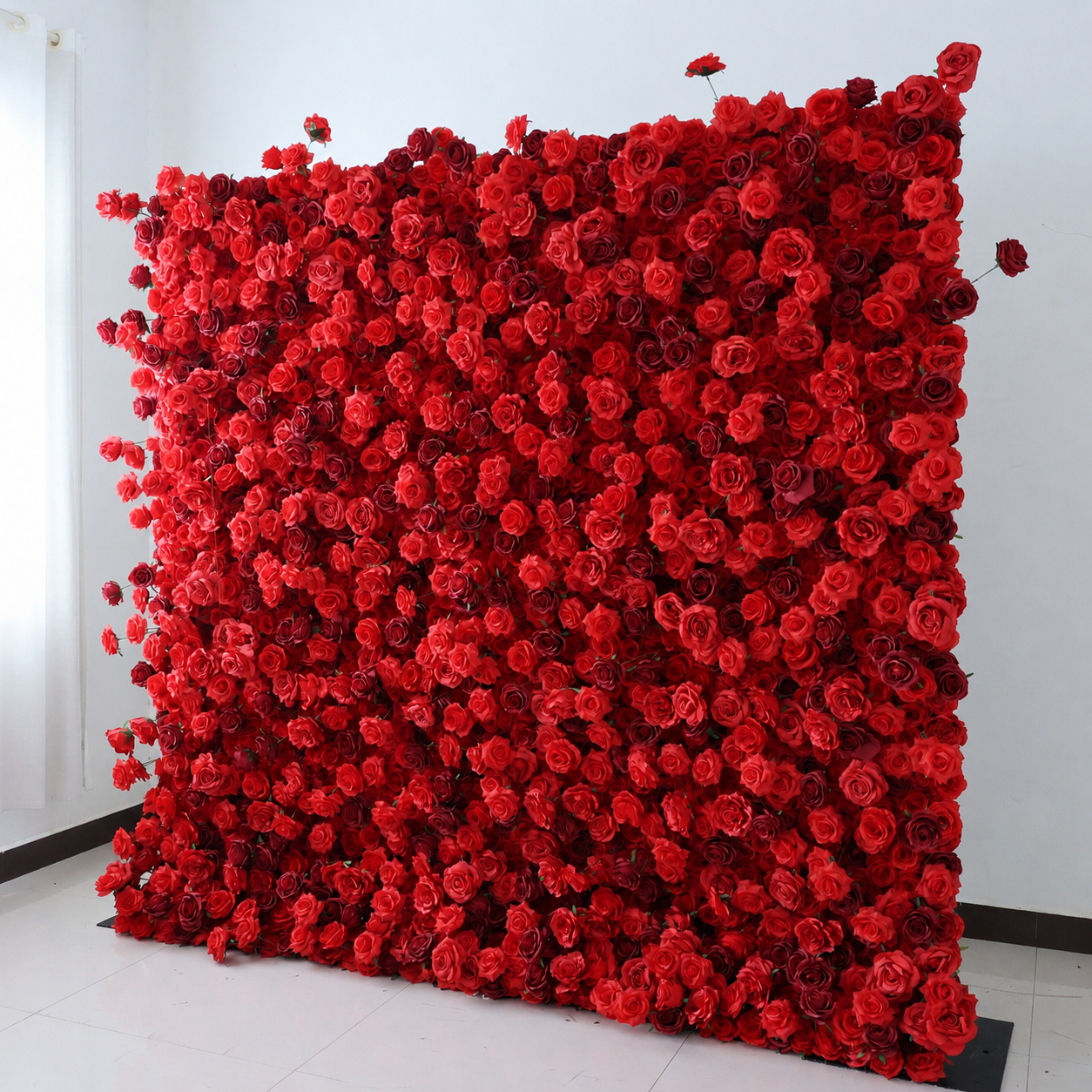 Red 5D Artificial Rose Flower Wall Backdrop for Weddings and Events 4x8ft,8x8ft,10x10ft