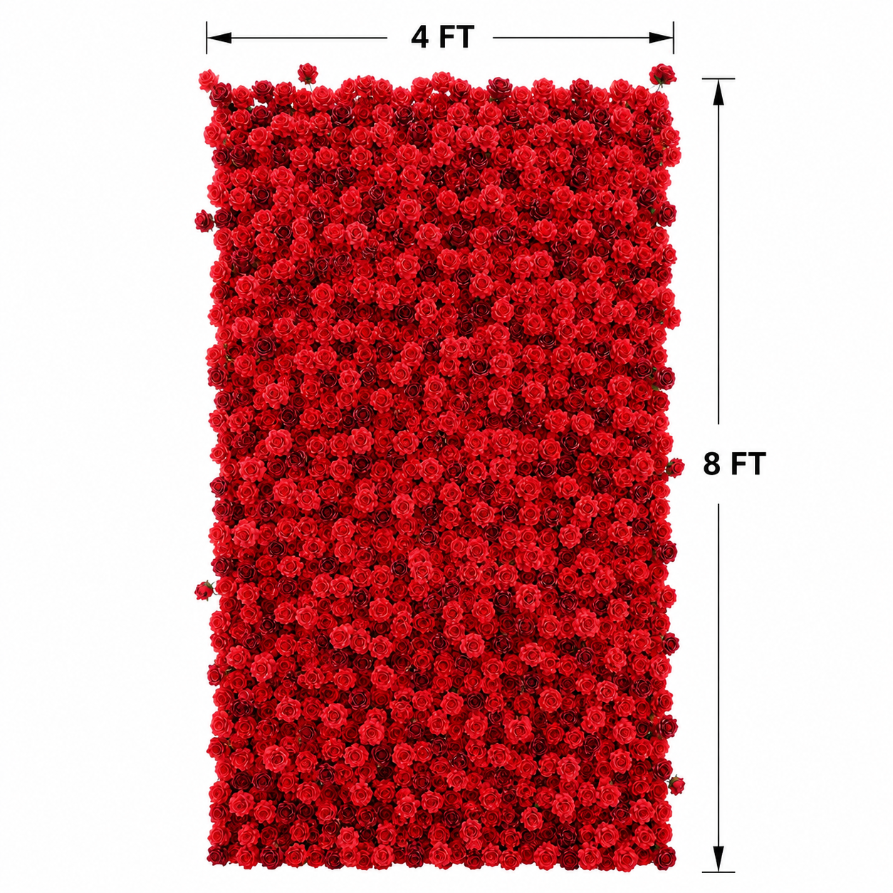 Red 5D Artificial Rose Flower Wall Backdrop for Weddings and Events 4x8ft,8x8ft,10x10ft