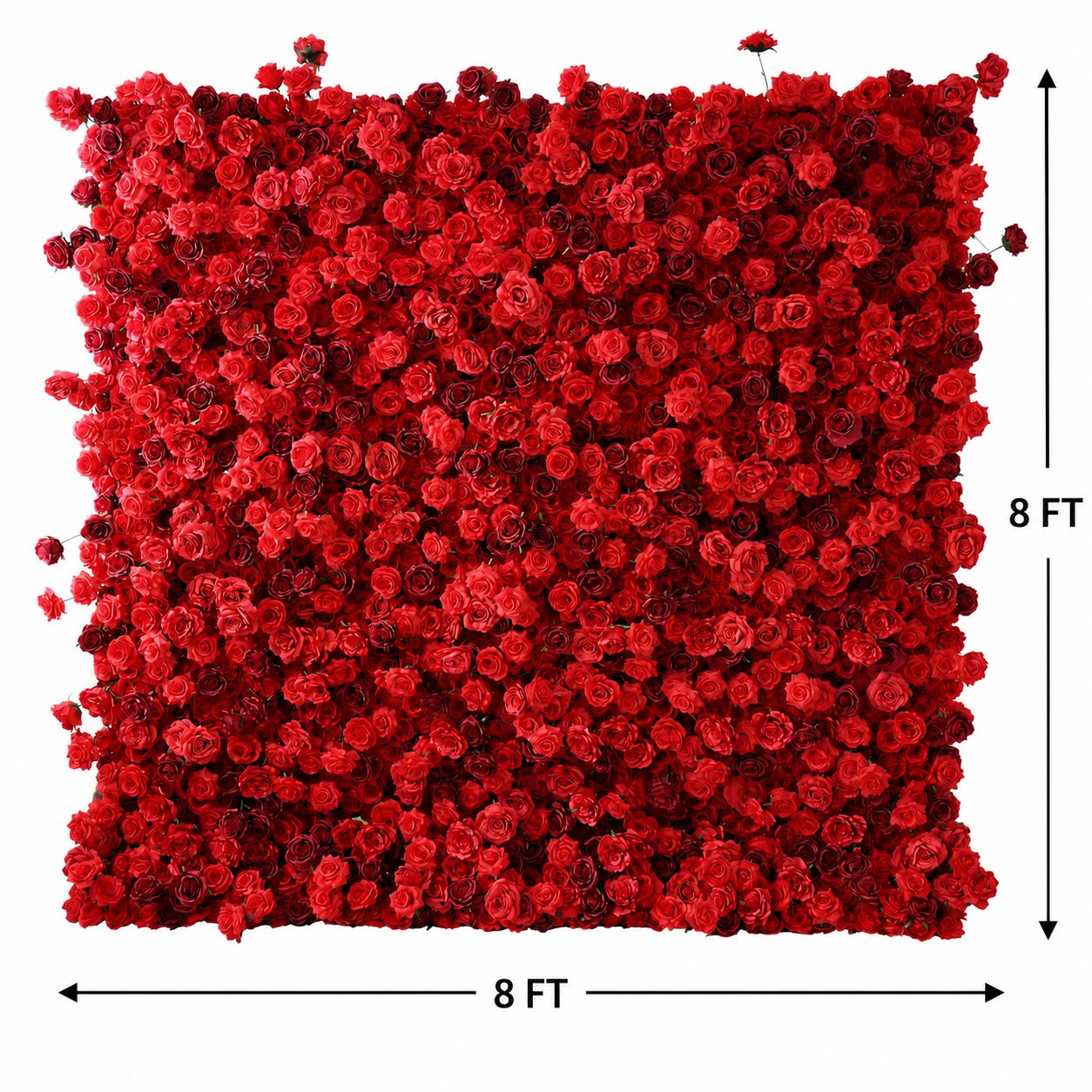 Red 5D Artificial Rose Flower Wall Backdrop for Weddings and Events 4x8ft,8x8ft,10x10ft