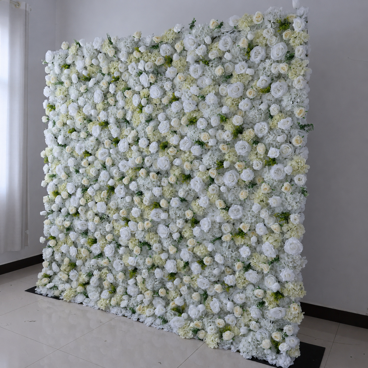  White 5D Artificial Flower Wall Backdrop, 1 Panel, No Stand 4x8 FT 8x8ft 10x10ft