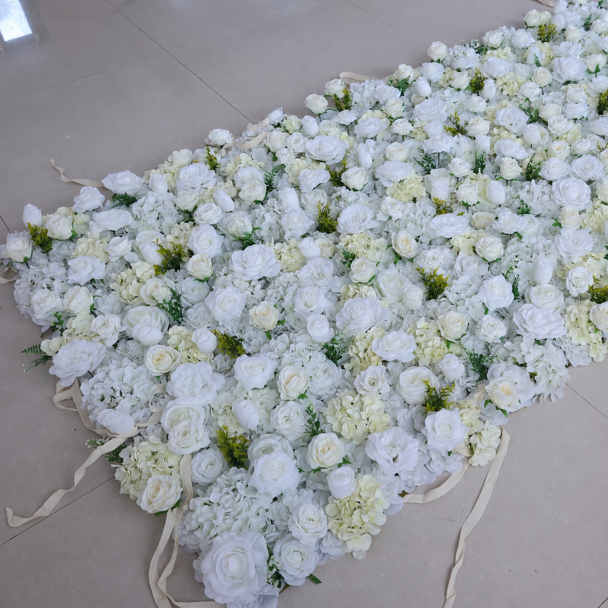  White 5D Artificial Flower Wall Backdrop, 1 Panel, No Stand 4x8 FT 8x8ft 10x10ft