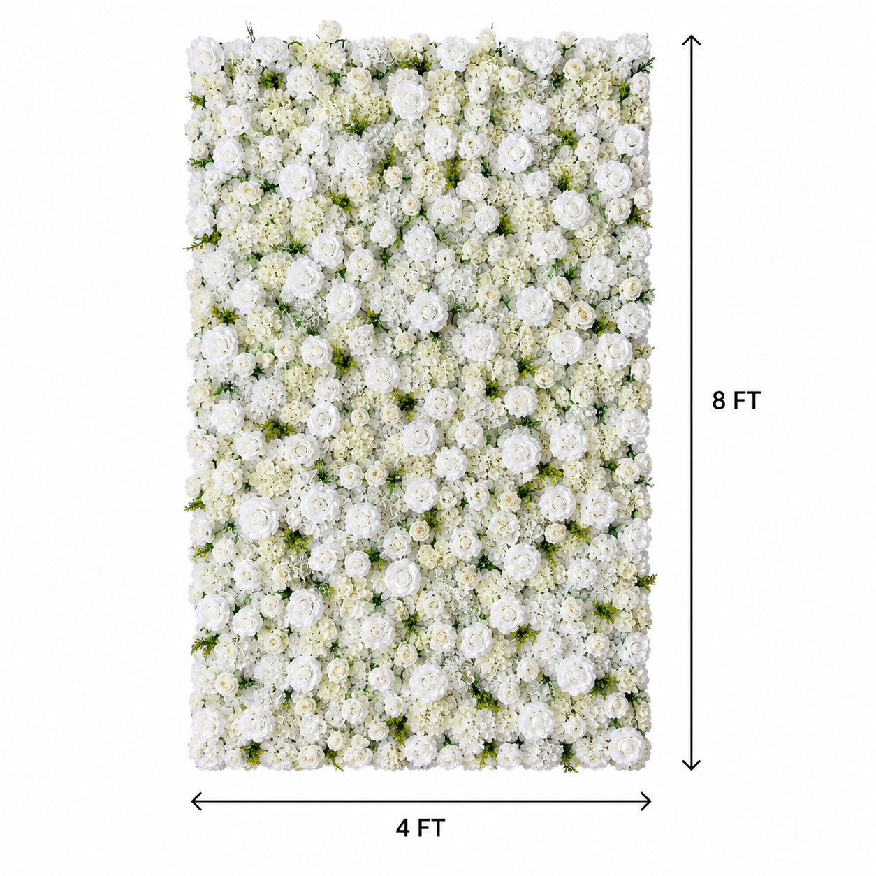  White 5D Artificial Flower Wall Backdrop, 1 Panel, No Stand 4x8 FT 8x8ft 10x10ft