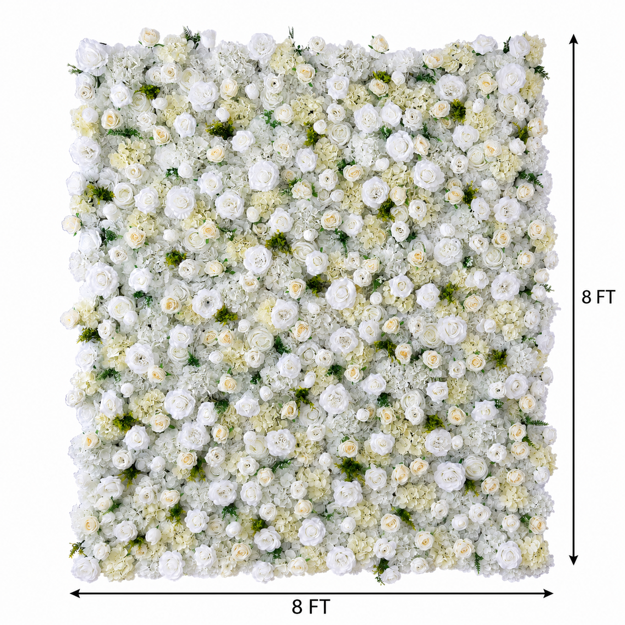  White 5D Artificial Flower Wall Backdrop, 1 Panel, No Stand 4x8 FT 8x8ft 10x10ft