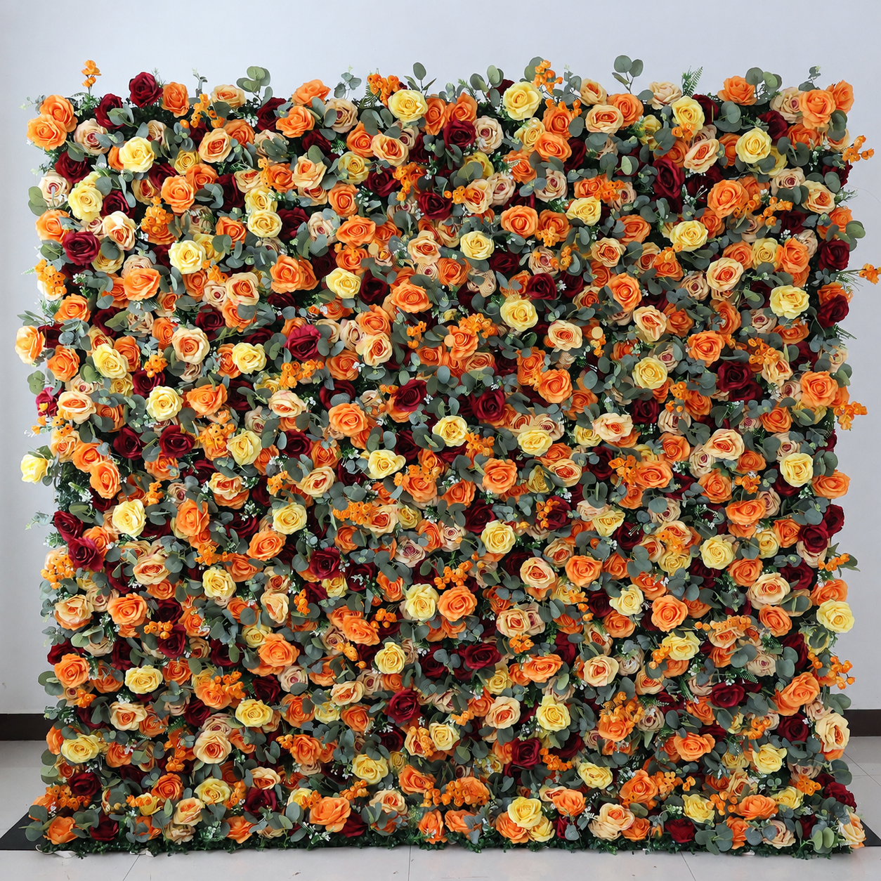 Orange 5D Artificial Flower Wall Backdrop for Weddings and Events 4x8ft 8x8ft 10x10ft