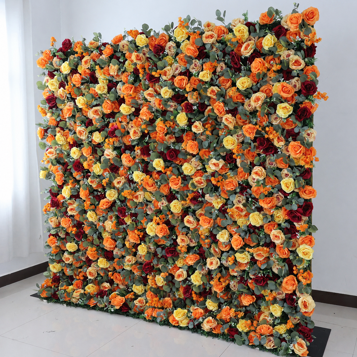 Orange 5D Artificial Flower Wall Backdrop for Weddings and Events 4x8ft 8x8ft 10x10ft