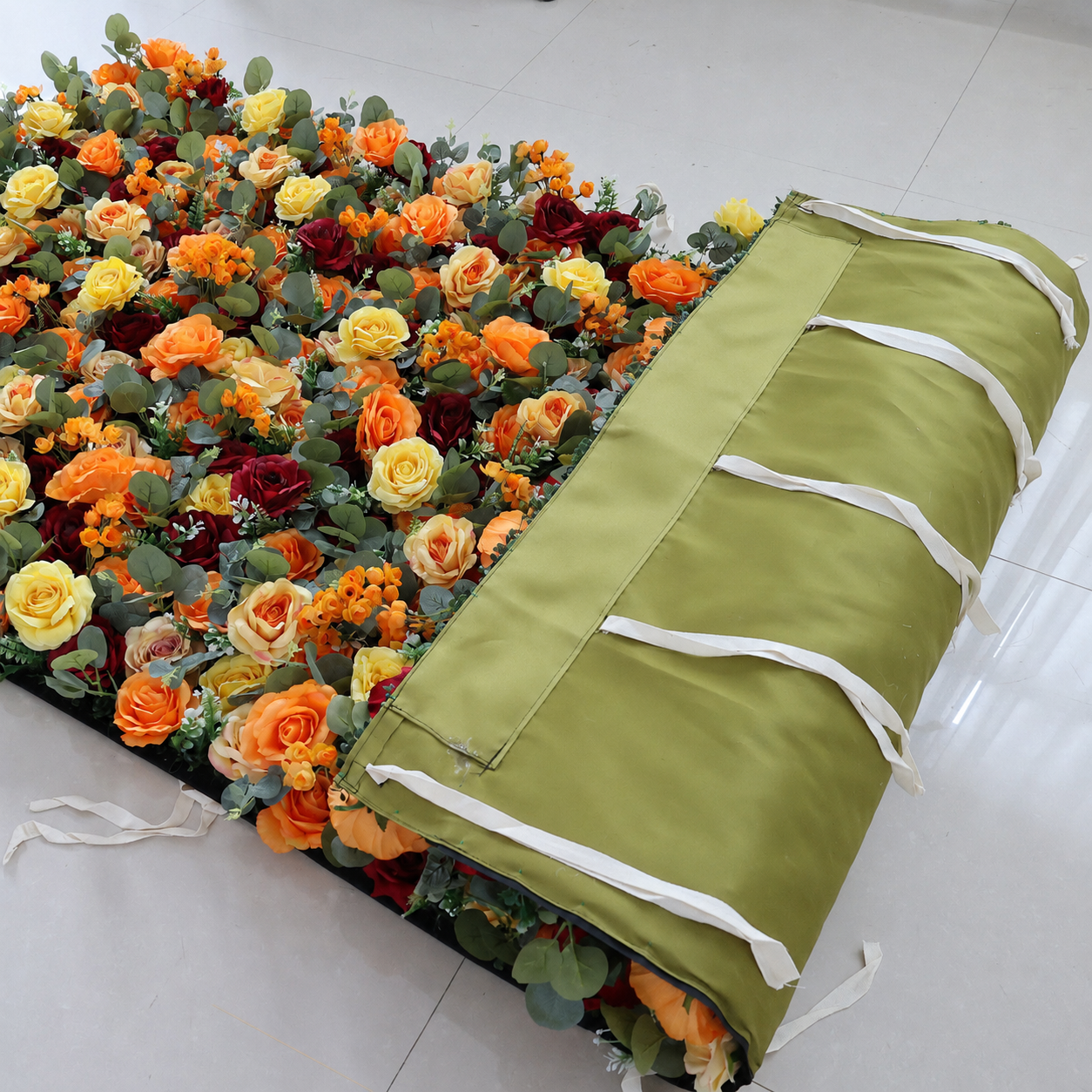 Orange 5D Artificial Flower Wall Backdrop for Weddings and Events 4x8ft 8x8ft 10x10ft