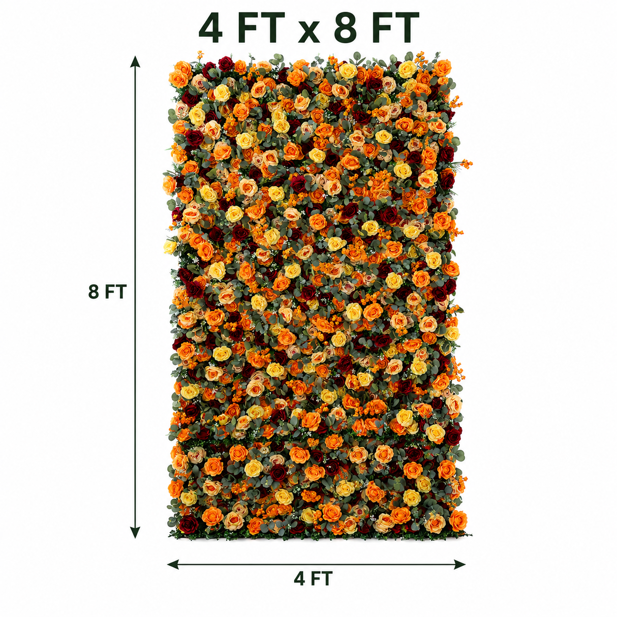 Orange 5D Artificial Flower Wall Backdrop for Weddings and Events 4x8ft 8x8ft 10x10ft