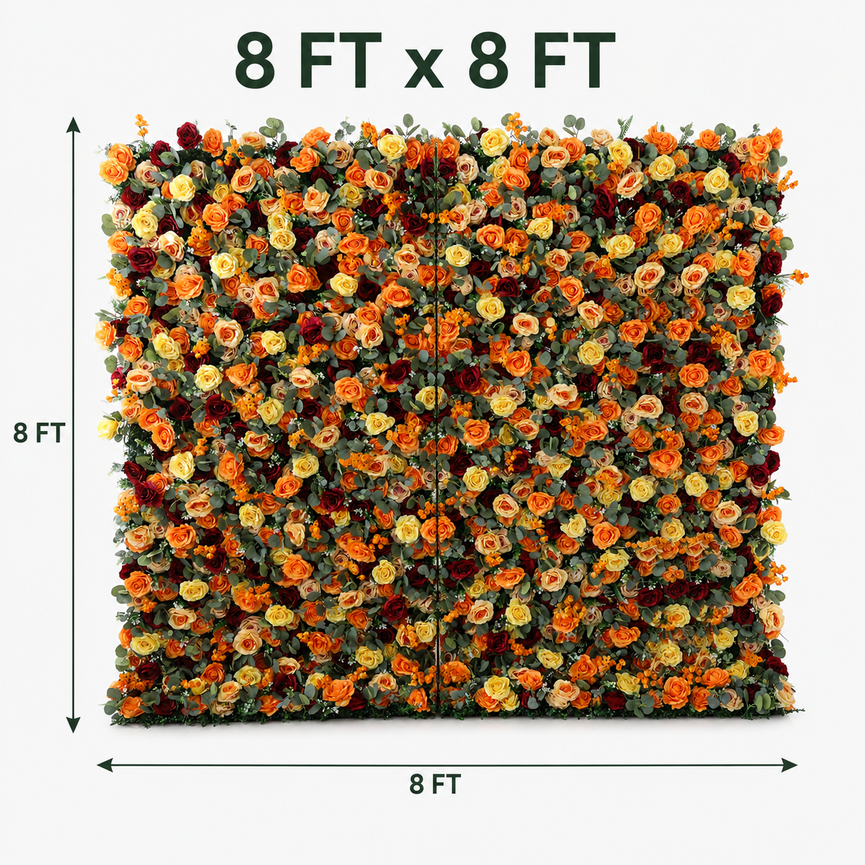 Orange 5D Artificial Flower Wall Backdrop for Weddings and Events 4x8ft 8x8ft 10x10ft