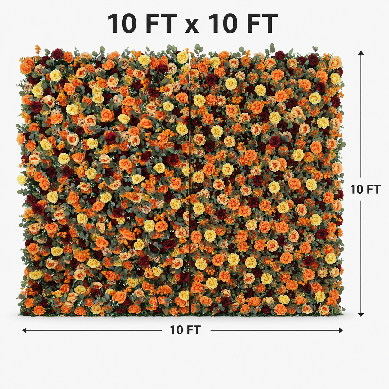 Orange 5D Artificial Flower Wall Backdrop for Weddings and Events 4x8ft 8x8ft 10x10ft
