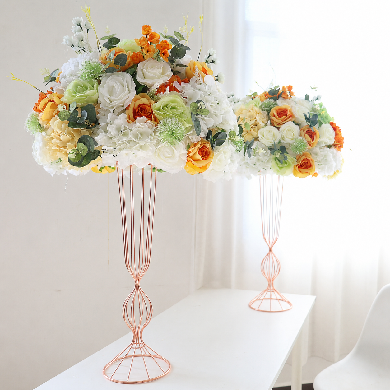 Artificial Flower Ball, Orange Wedding Centerpiece, Stand Not Included 20 in / 50 cm,24 in / 60 cm,28 in / 70 cm