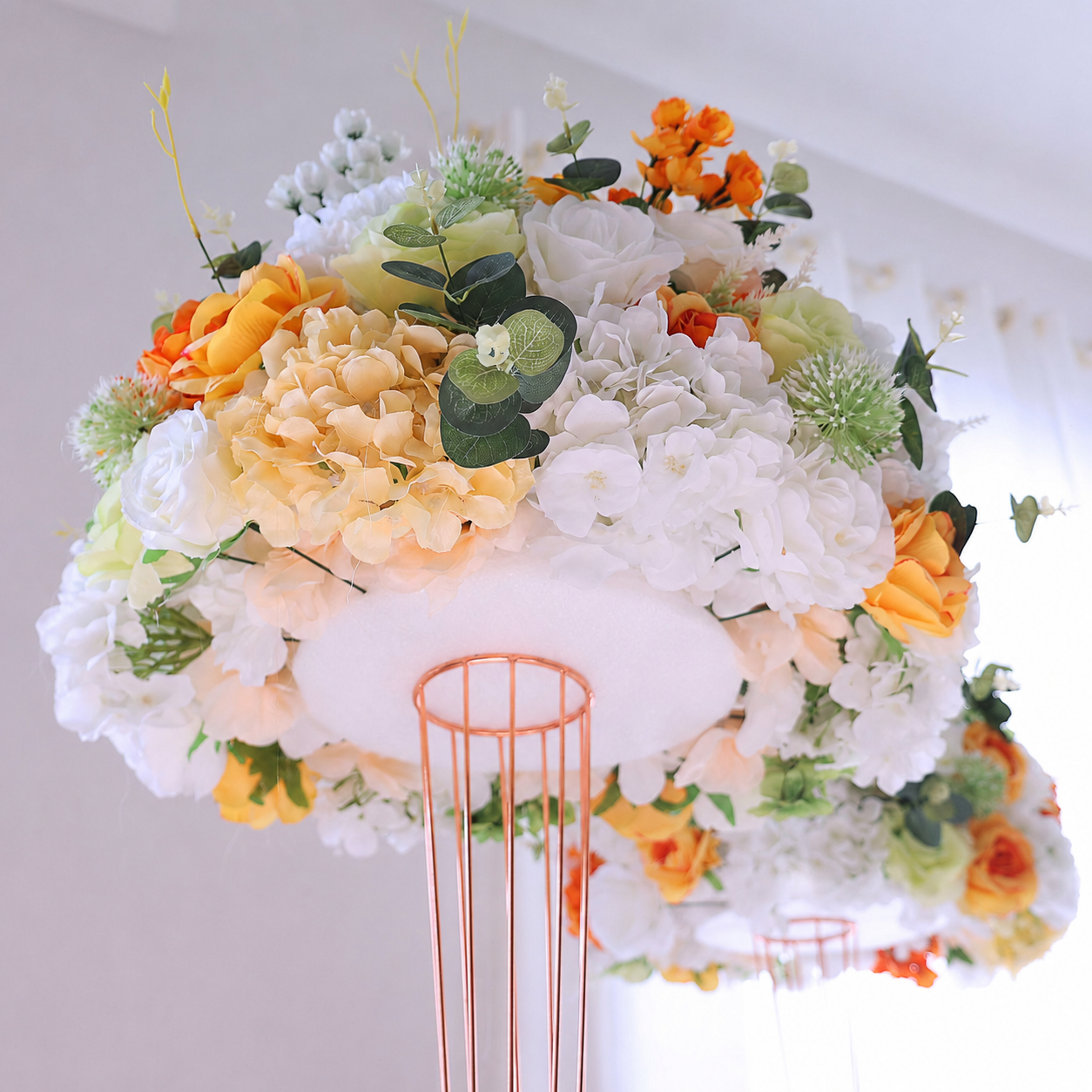 Artificial Flower Ball, Orange Wedding Centerpiece, Stand Not Included 20 in / 50 cm,24 in / 60 cm,28 in / 70 cm