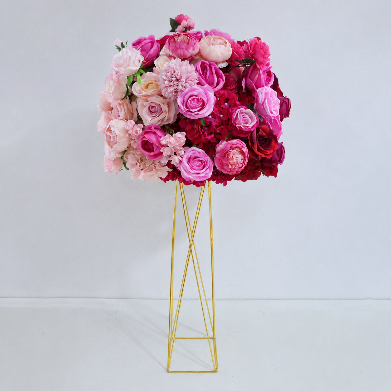Artificial Flower Ball, Pink Red Ombre Centerpiece, Stand Not Included 20 in / 50 cm,24 in / 60 cm,28 in / 70 cm