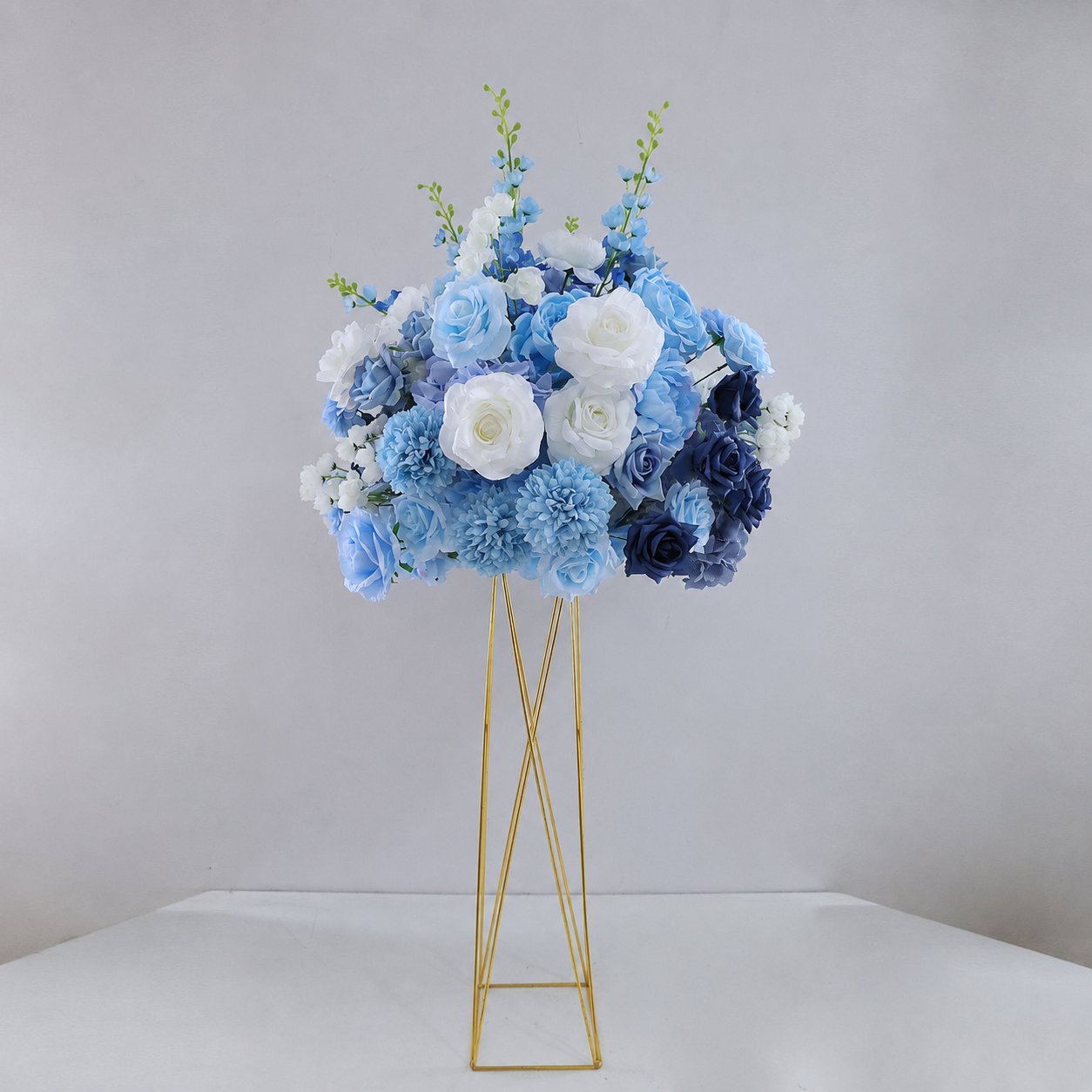 Artificial Flower Ball, Blue White Wedding Centerpiece, Stand Not Included 20 in / 50 cm,24 in / 60 cm,28 in / 70 cm