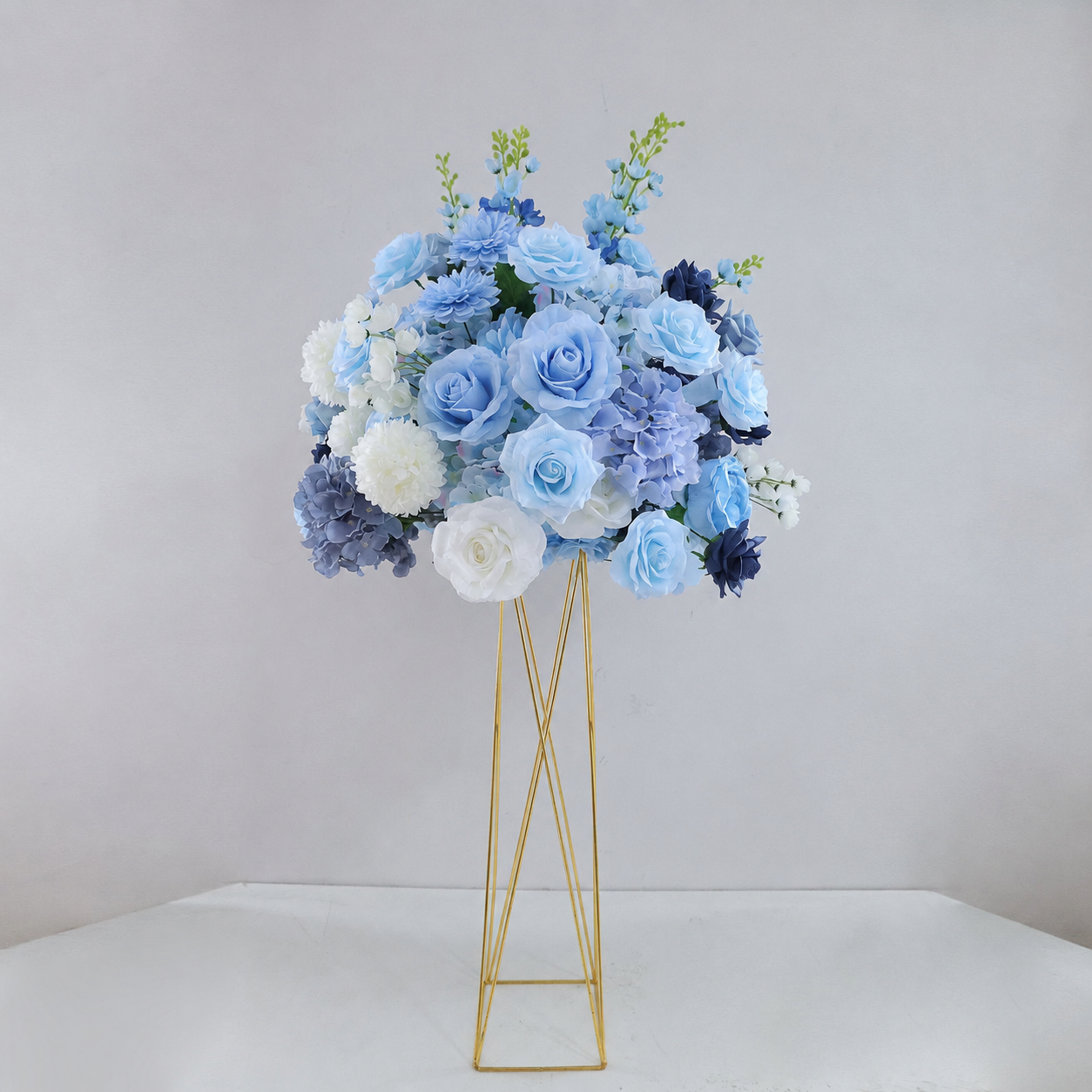 Artificial Flower Ball, Blue White Wedding Centerpiece, Stand Not Included 20 in / 50 cm,24 in / 60 cm,28 in / 70 cm