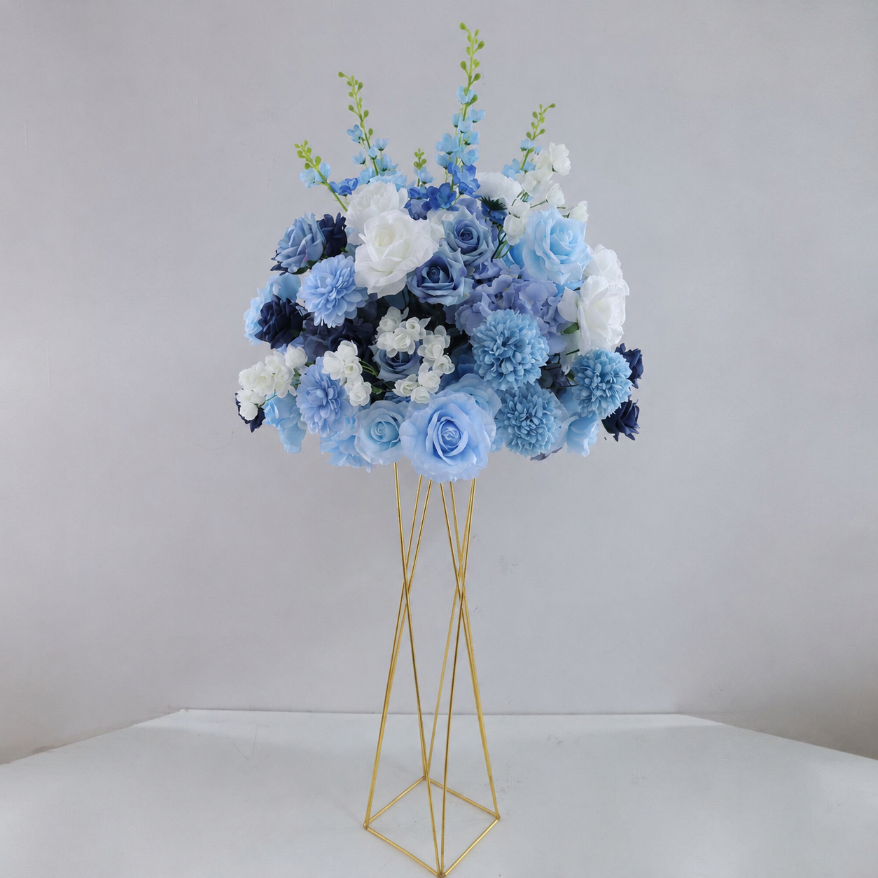 Artificial Flower Ball, Blue White Wedding Centerpiece, Stand Not Included 20 in / 50 cm,24 in / 60 cm,28 in / 70 cm