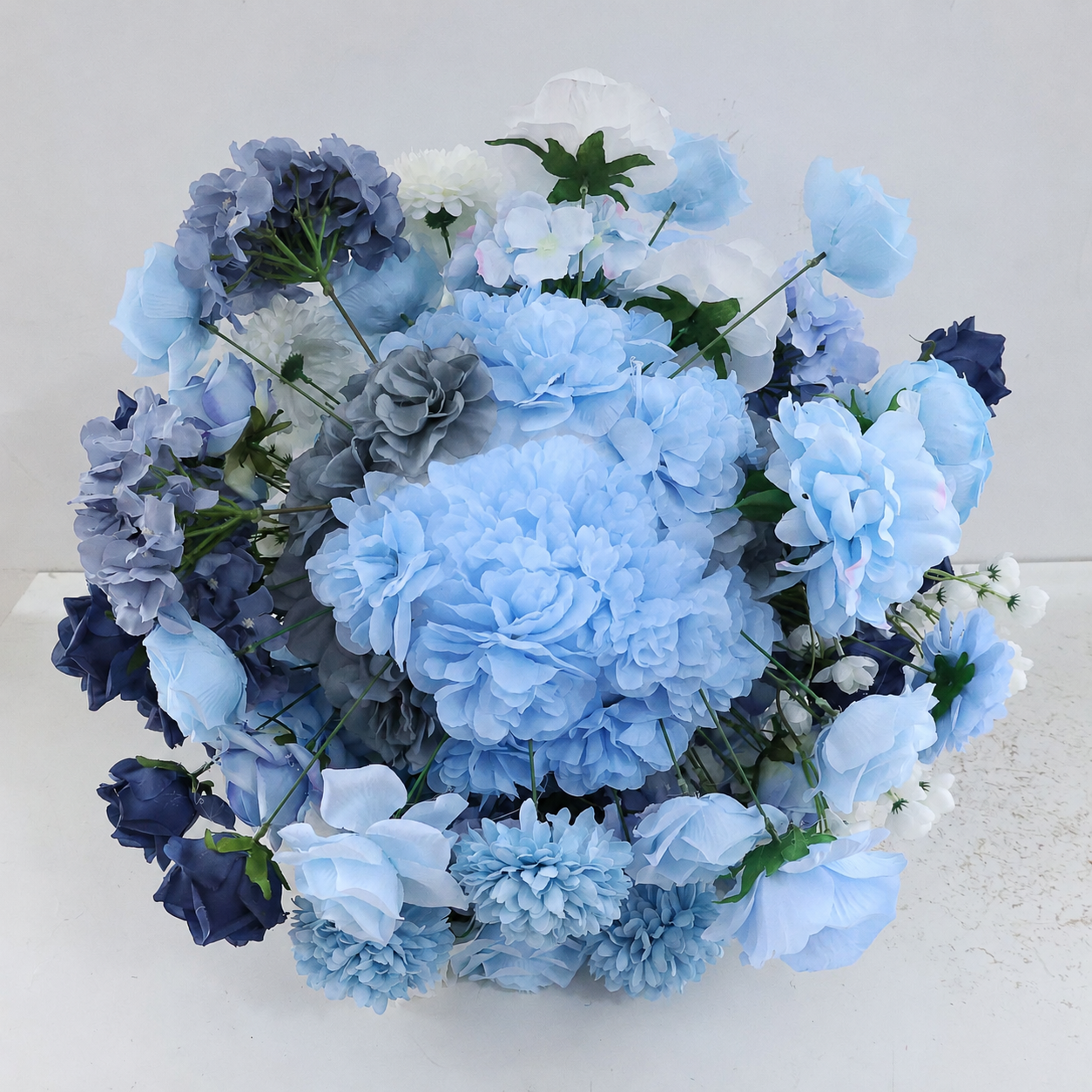 Artificial Flower Ball, Blue White Wedding Centerpiece, Stand Not Included 20 in / 50 cm,24 in / 60 cm,28 in / 70 cm