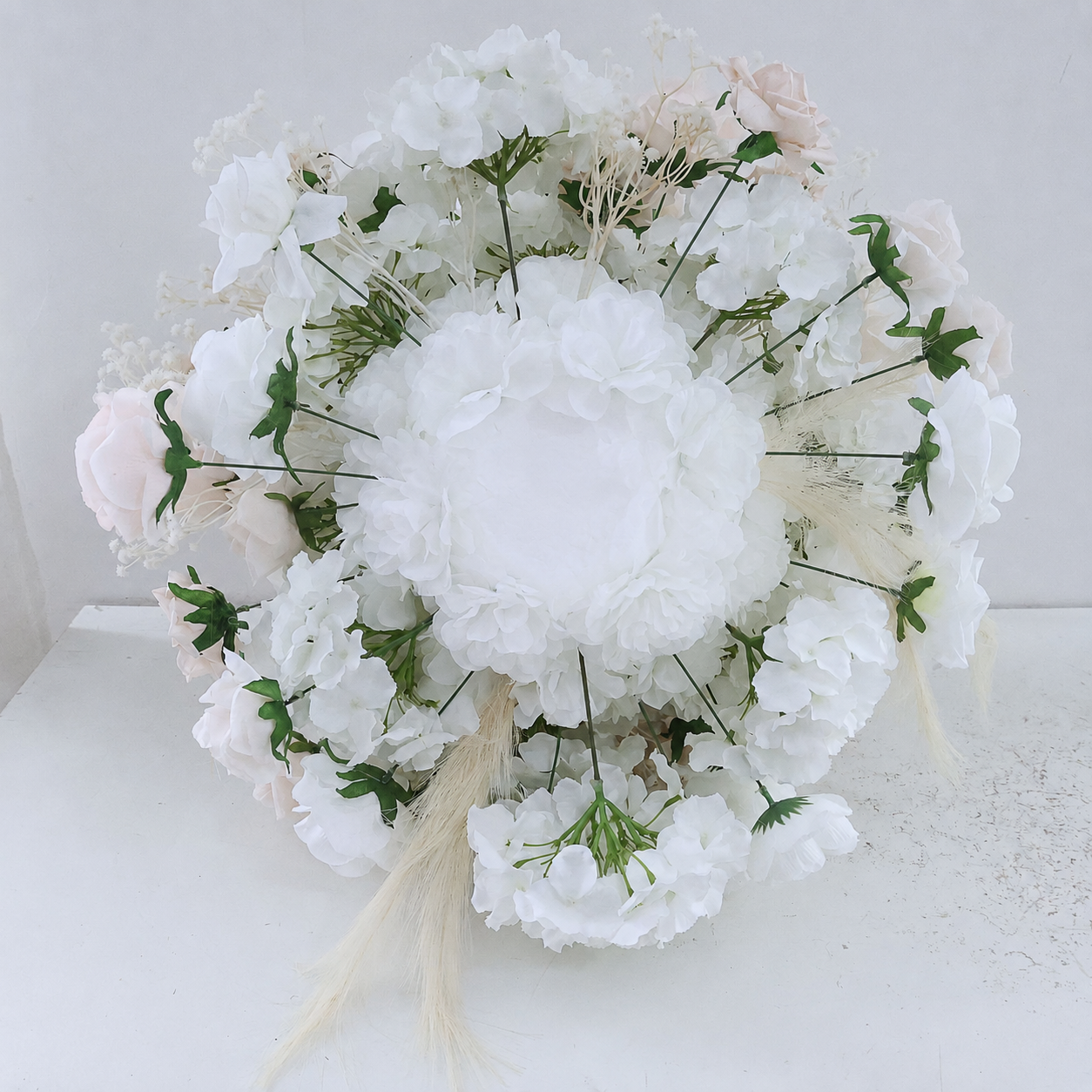 Artificial Flower Ball, Blush White Wedding Centerpiece, Stand Not Included. 20 in / 50 cm,24 in / 60 cm,28 in / 70 cm