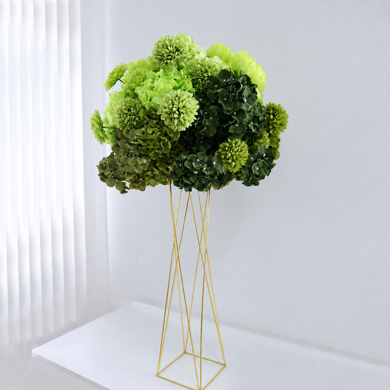 Artificial Flower Ball, Green Hydrangea Wedding Decor, Stand Not Included  20 in / 50 cm,24 in / 60 cm,28 in / 70 cm