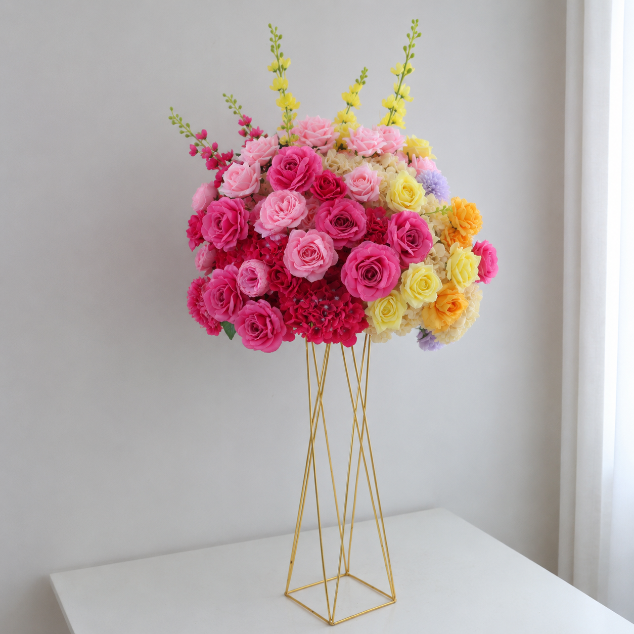 Artificial Flower Ball, Multicolor Wedding Centerpiece, Stand Not Included 20 in / 50 cm,24 in / 60 cm,28 in / 70 cm