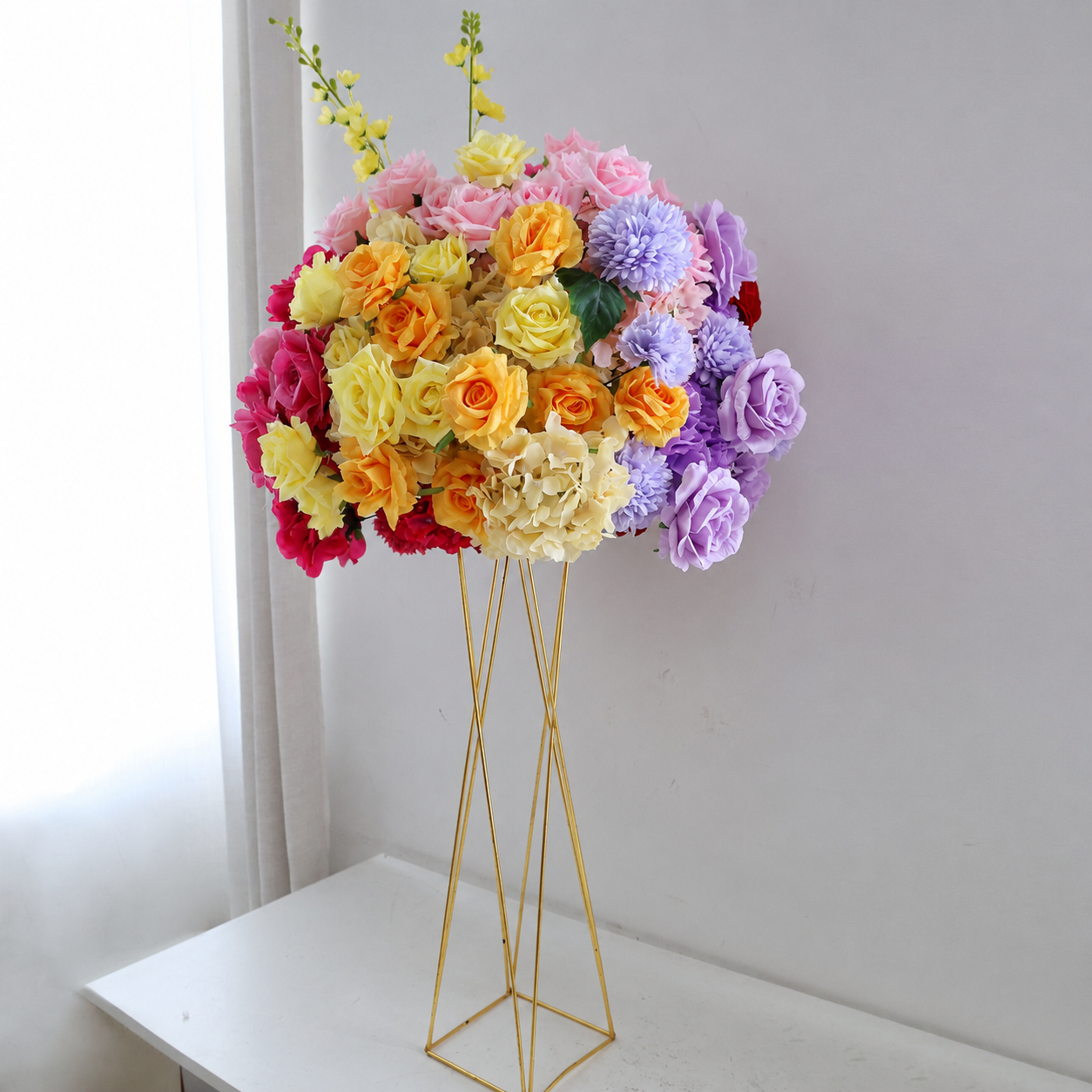 Artificial Flower Ball, Multicolor Wedding Centerpiece, Stand Not Included 20 in / 50 cm,24 in / 60 cm,28 in / 70 cm