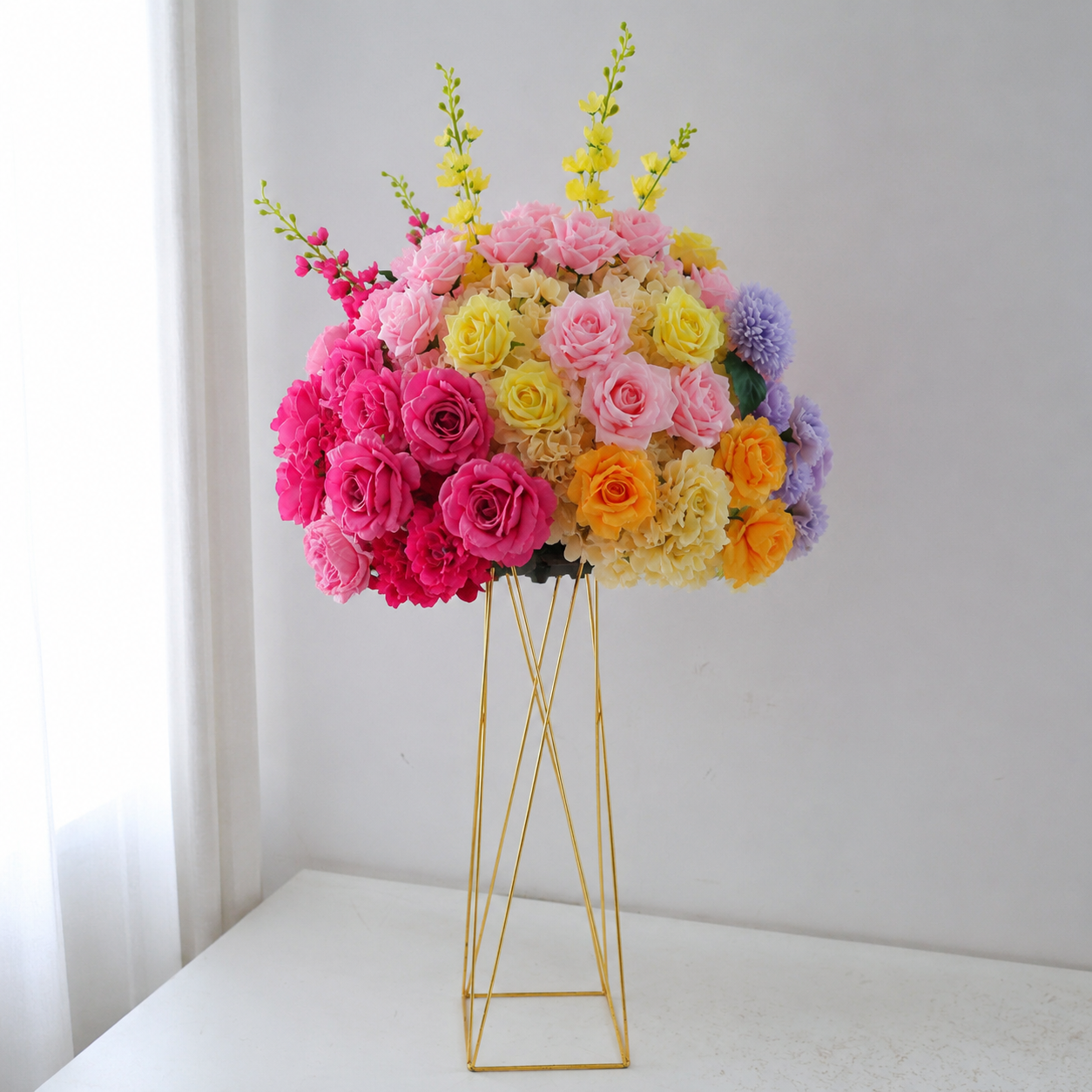 Artificial Flower Ball, Multicolor Wedding Centerpiece, Stand Not Included 20 in / 50 cm,24 in / 60 cm,28 in / 70 cm