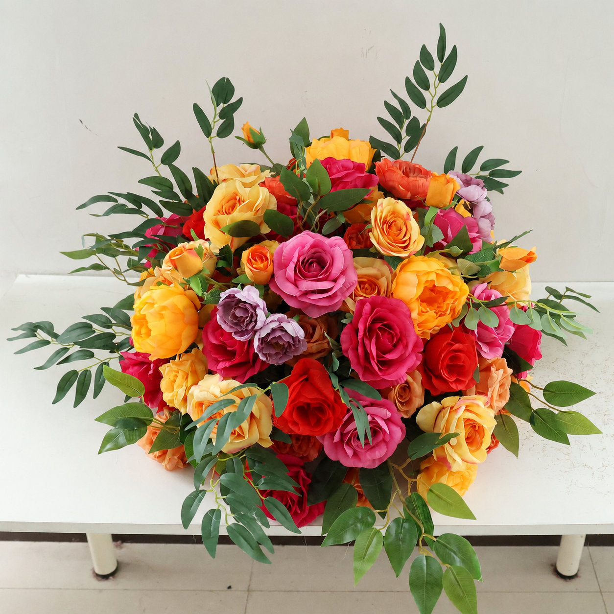 Artificial Flower Ball, Orange Pink Wedding Centerpiece, Stand Not Included 20 in / 50 cm,24 in / 60 cm,28 in / 70 cm
