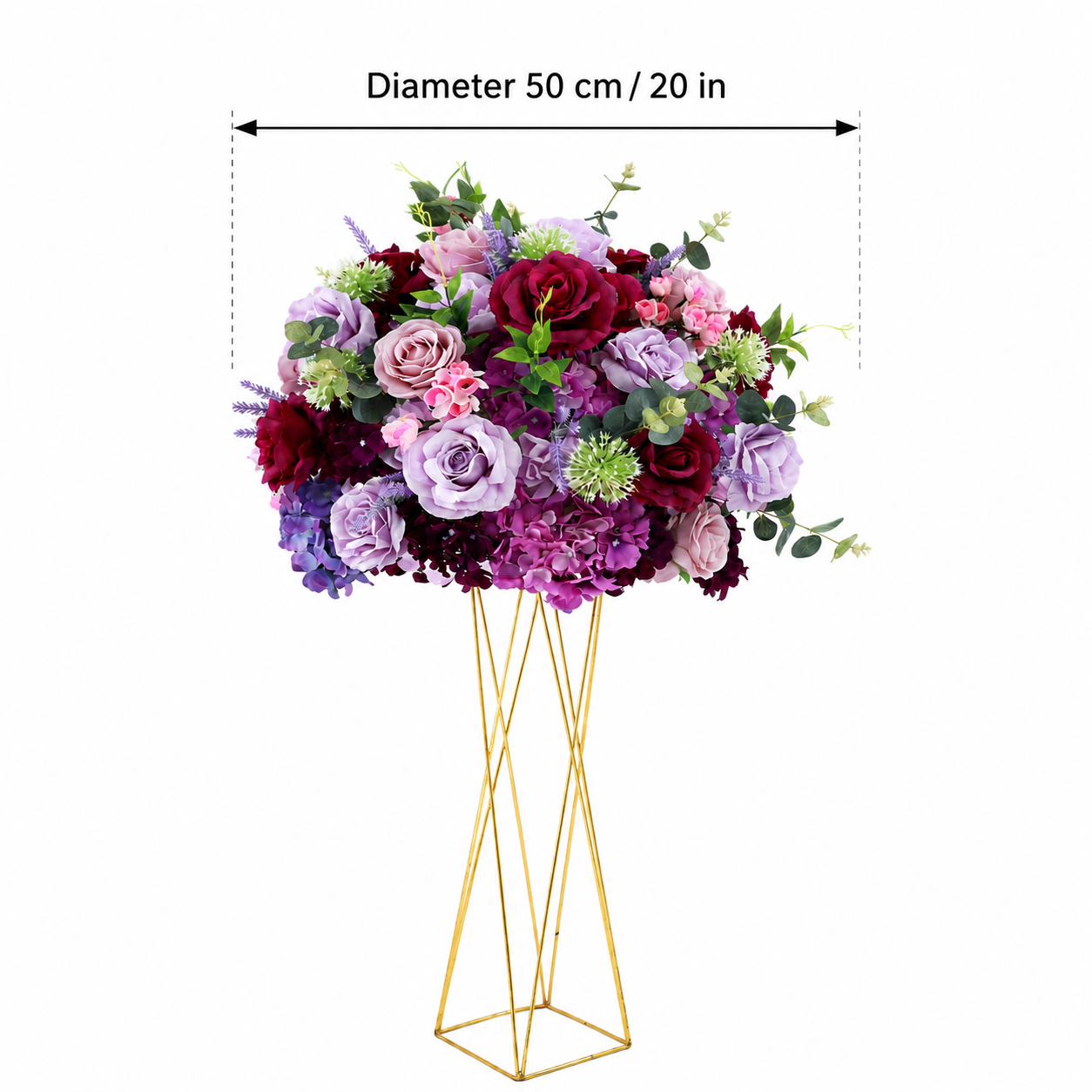 Artificial Flower Ball, Burgundy Purple Wedding Decor, Stand Not Included 50cm 60cm 70cm