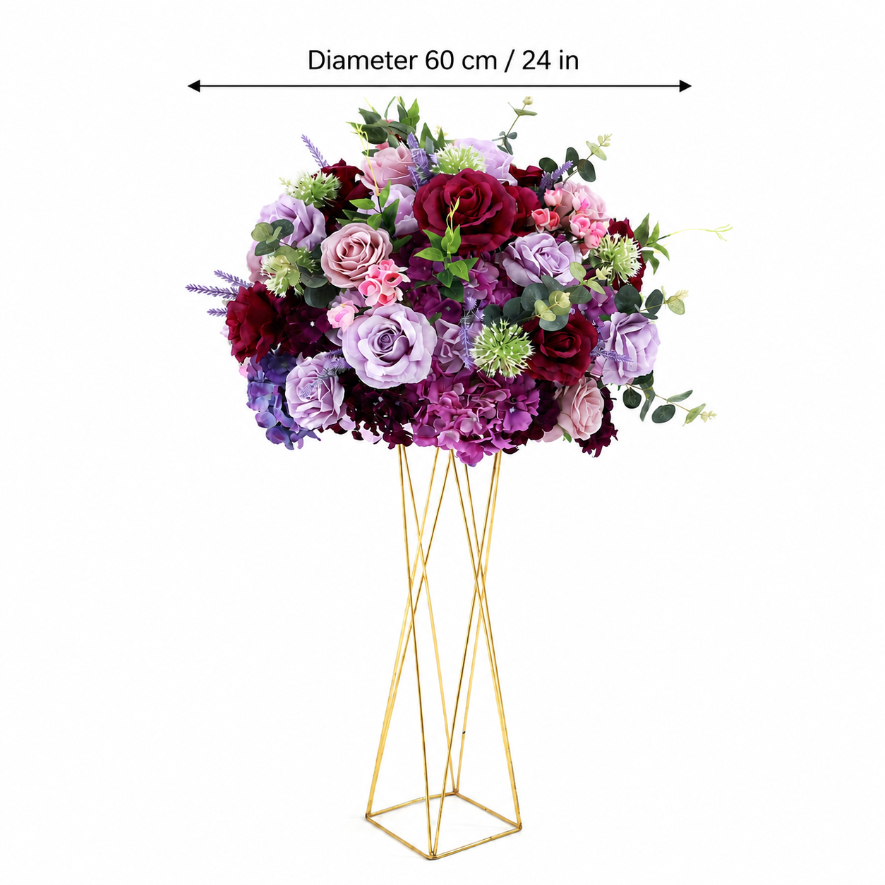 Artificial Flower Ball, Burgundy Purple Wedding Decor, Stand Not Included 50cm 60cm 70cm