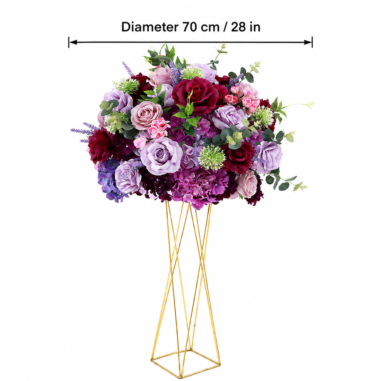 Artificial Flower Ball, Burgundy Purple Wedding Decor, Stand Not Included 50cm 60cm 70cm