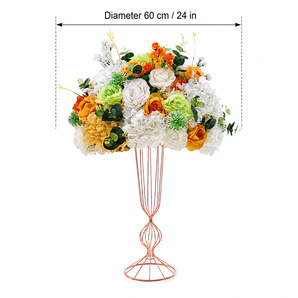 Artificial Flower Ball, Orange Wedding Centerpiece, Stand Not Included 20 in / 50 cm,24 in / 60 cm,28 in / 70 cm
