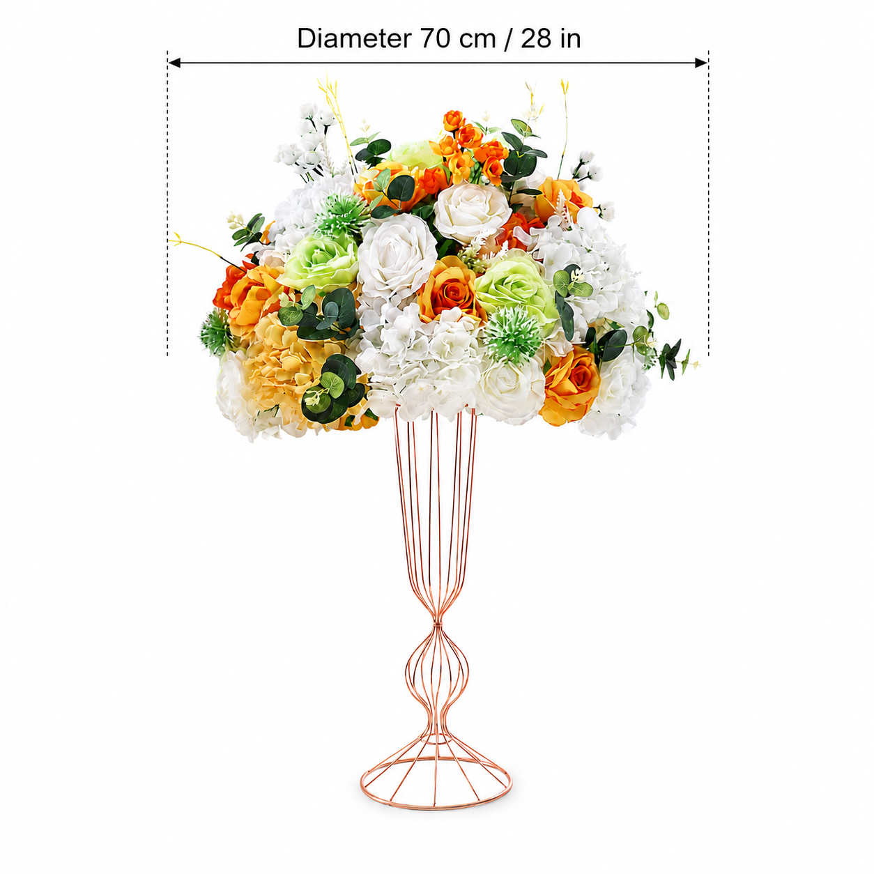 Artificial Flower Ball, Orange Wedding Centerpiece, Stand Not Included 20 in / 50 cm,24 in / 60 cm,28 in / 70 cm